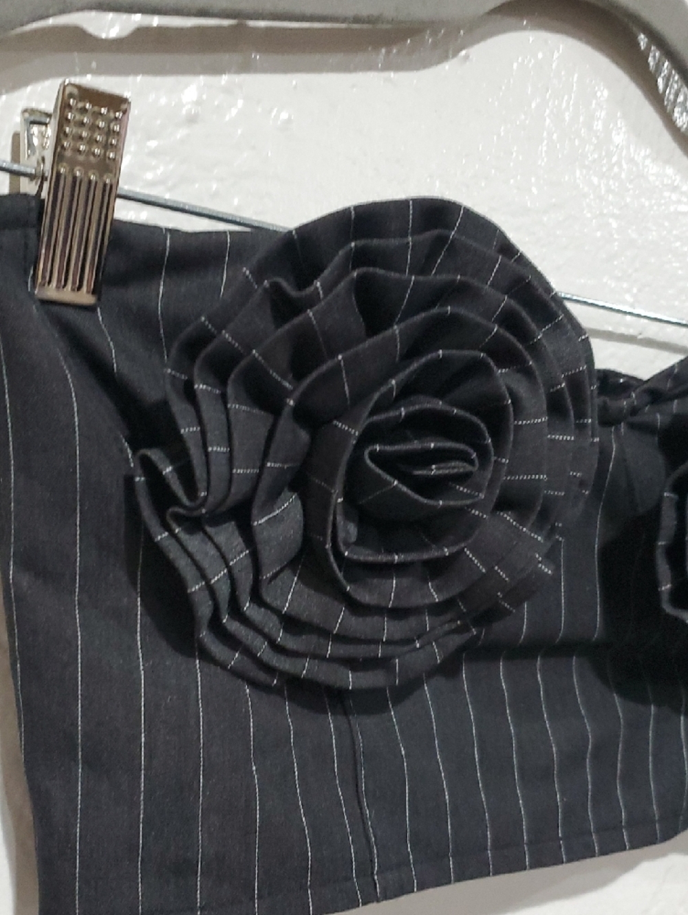 AFRM Kiko Stripe Strapless Crop Corset Top - Black Pinstripe - Picture 10 of 16